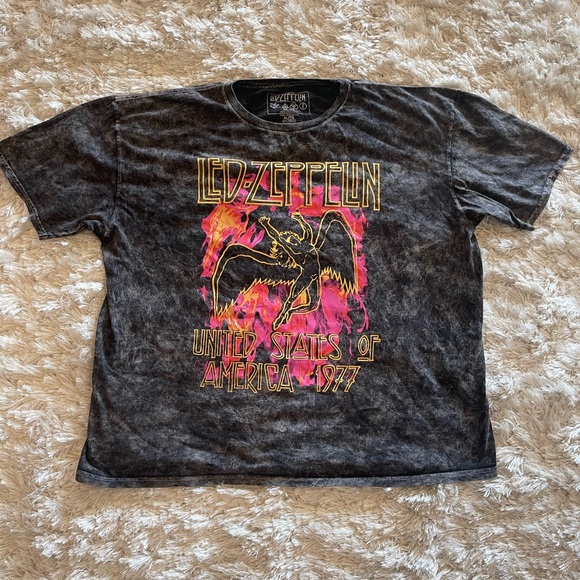 Led Zeppelin Shirt Adult  XL Gray Acid Wash Rock Band Music Tour Mens - Picture 1 of 4